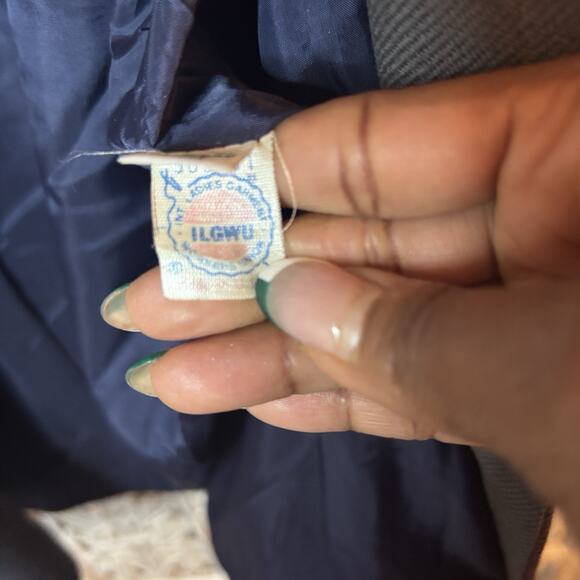 Vintage Albert Capraro Jacket Coat Blazer Gray Burgundy Plaid USA Union Made 16 - Picture 6 of 10